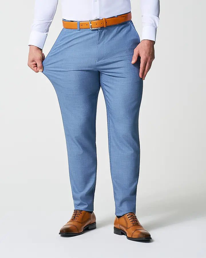 Athletic Fit Stretch Suit - Heathered Light Blue