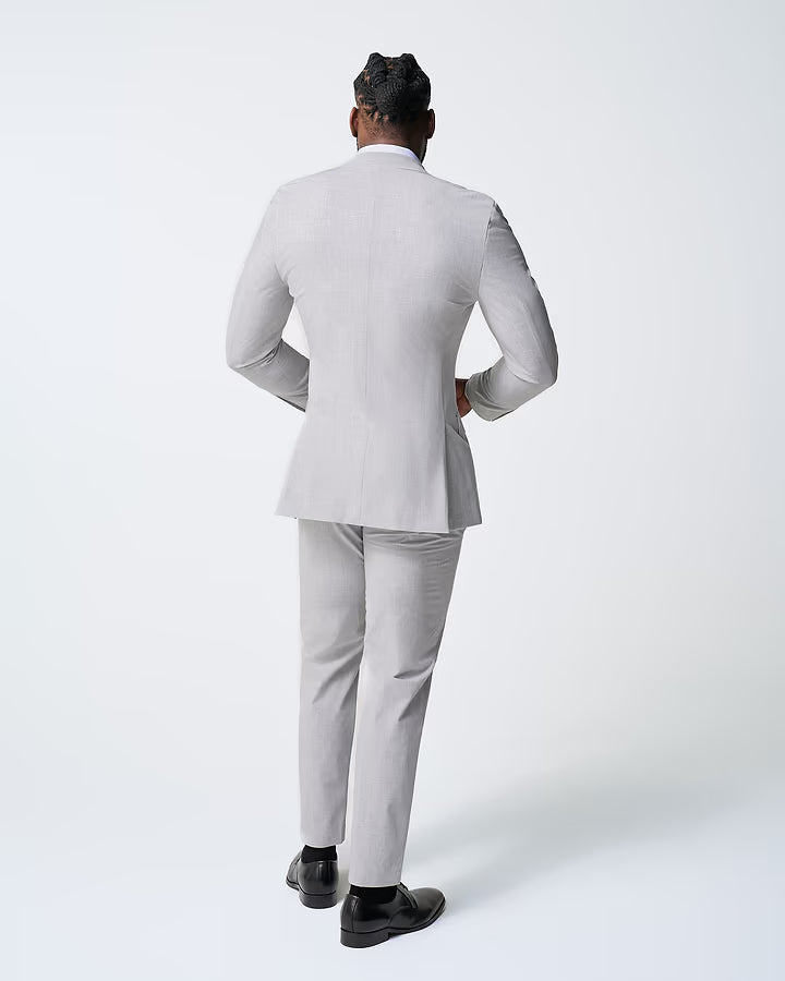 Athletic Fit Stretch Suit - Lightweight Heathered Light Grey