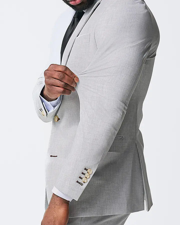 Athletic Fit Stretch Suit - Lightweight Heathered Light Grey