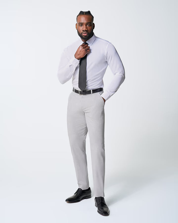 Athletic Fit Stretch Suit - Lightweight Heathered Light Grey