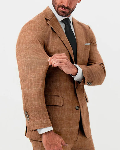 Athletic Fit Stretch Suit - Unstructured Light Brown Crosshatch