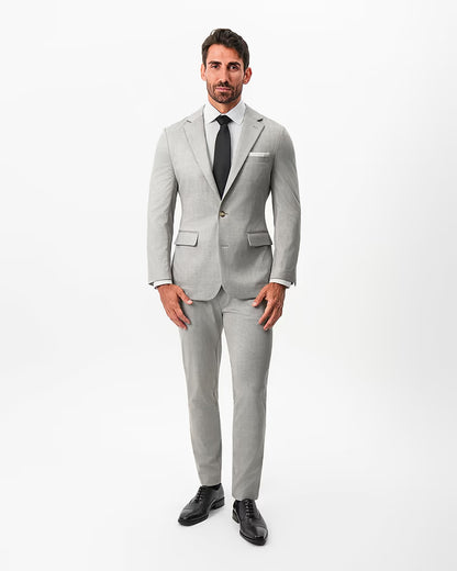 Athletic Fit Stretch Suit - Unstructured Stone Crosshatch