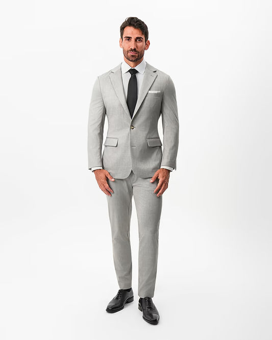 Athletic Fit Stretch Suit - Unstructured Stone Crosshatch